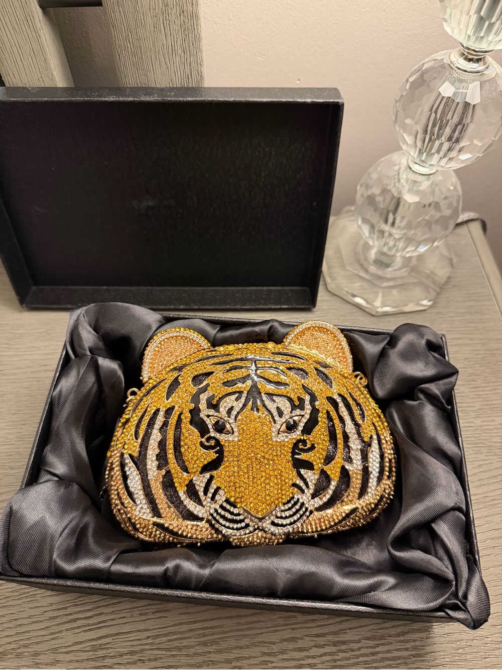 Christal Couture Tiger Full Bling Crystal Rhinestone Evening Clutch Purse Bag